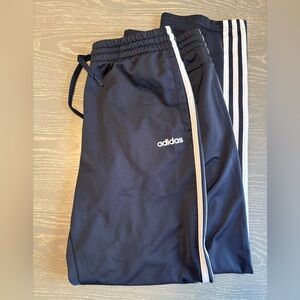 Adidas Men’s Navy Blue Track Pants with White Stripes